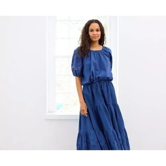 Kerri Rosenthal Lizzie Eyelet Blouse Top Heart Embroidered Tie Cotton XS 275520 - Picture 1 of 8